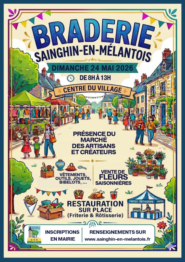 Affiche braderie et marché des artisans