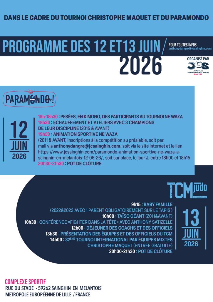 Programme du 12 et 13 juin (Paramundo et tournoi Maquet)