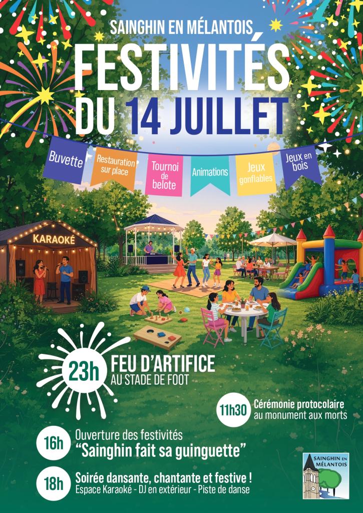Affiche des festivités du 14 juillet sous le thème de la ginguette